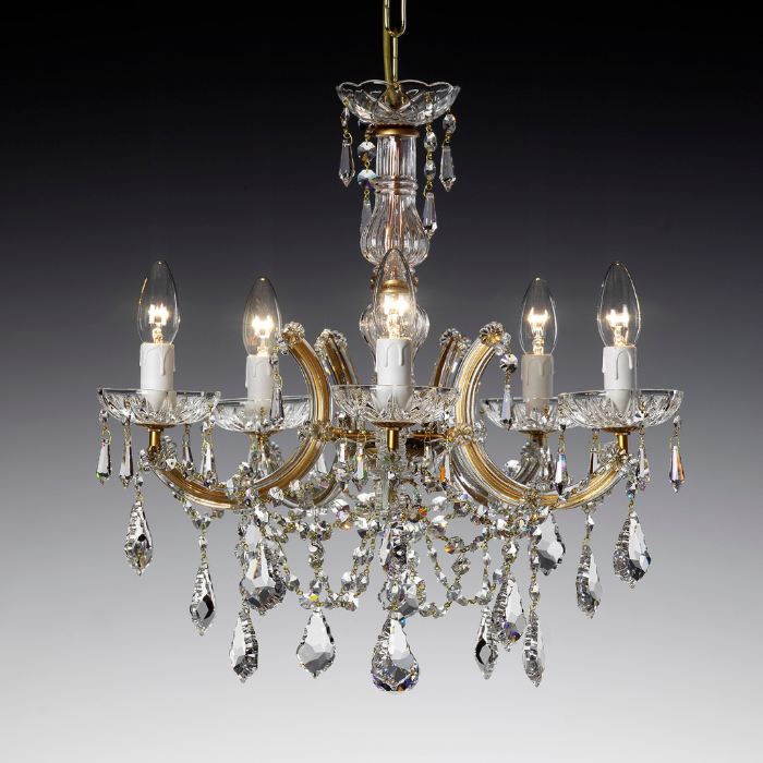 Crystal Opulence Chandelier - crystal pendants on a glass and metal frame. Classic look chandelier