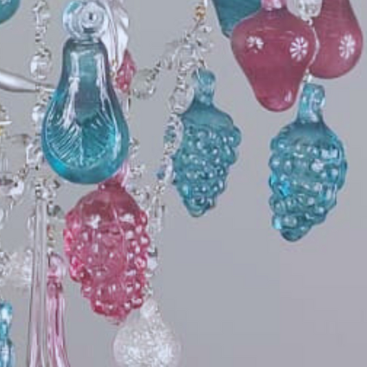 Emerald and Ruby Jewel Orchard Chandelier - Handcrafted Murano Glass Fruits