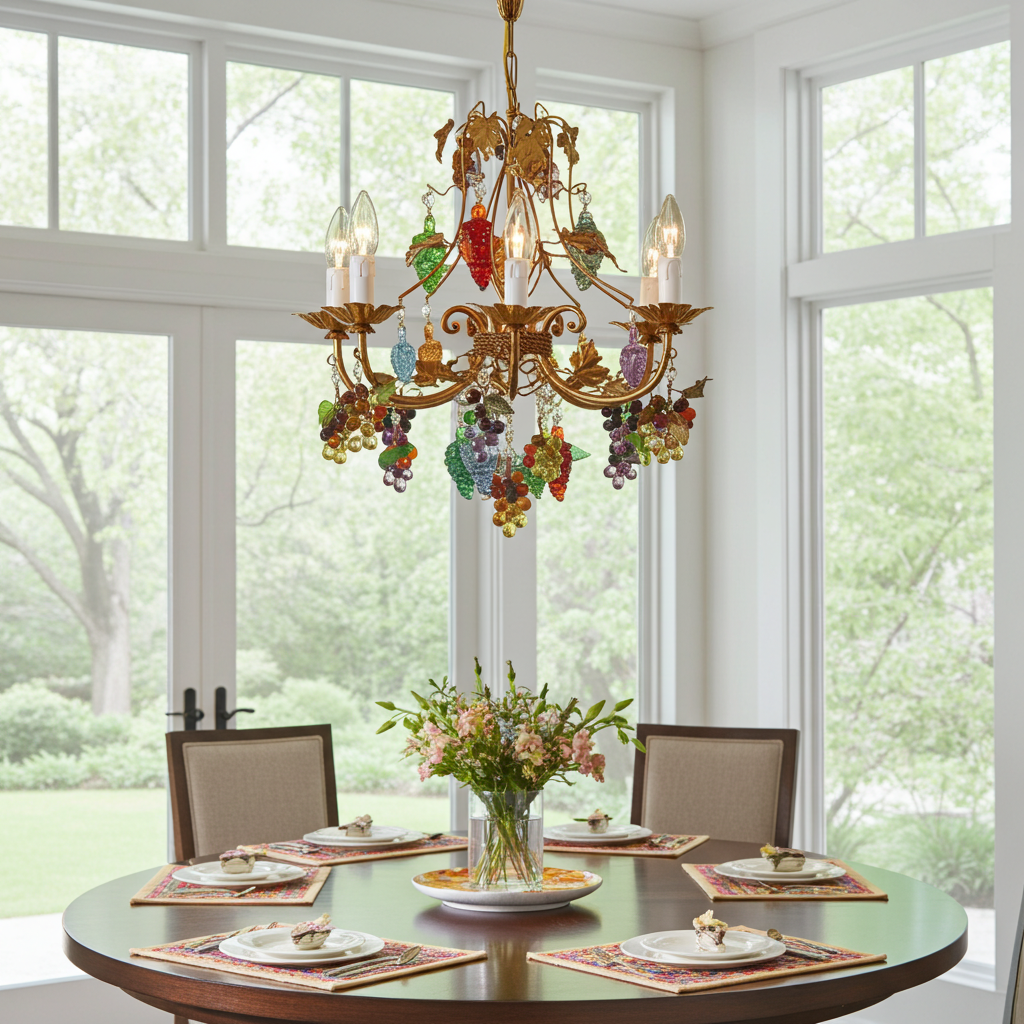 murano glass chandelier with glass grape ornaments