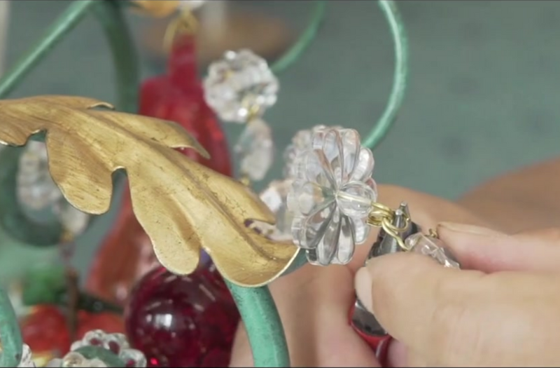 Our story detail of assembly of chandelier embellishments 